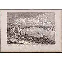 Gravure de 1865 - Le Danube à Budapest - 1