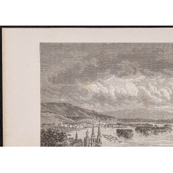 Gravure de 1865 - Le Danube à Budapest - 2