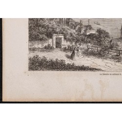 Gravure de 1865 - Le Danube à Budapest - 4