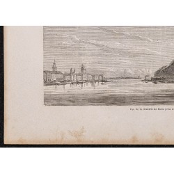 Gravure de 1865 - Danube et pont de Budapest - 4