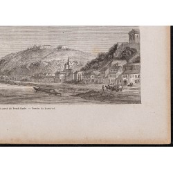 Gravure de 1865 - Danube et pont de Budapest - 5