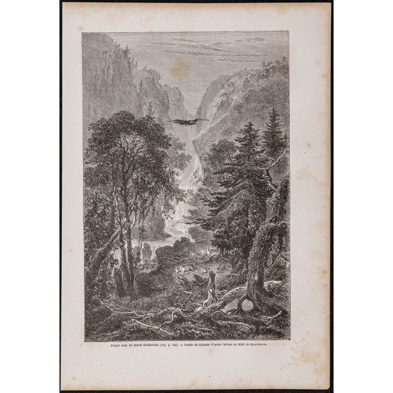 Gravure de 1865 - Gorges en Mongolie - 1