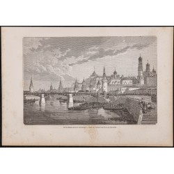 Gravure de 1865 - Vue de Moscou et du Kremlin - 1