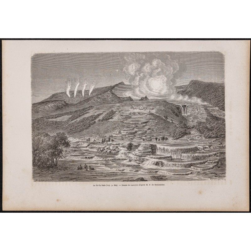 Gravure de 1865 - Pink and White Terraces - 1