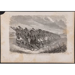Gravure de 1865 - Haka des Maoris - 1