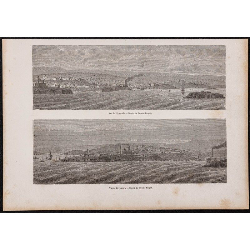 Gravure de 1865 - Plymouth et Devanport - 1