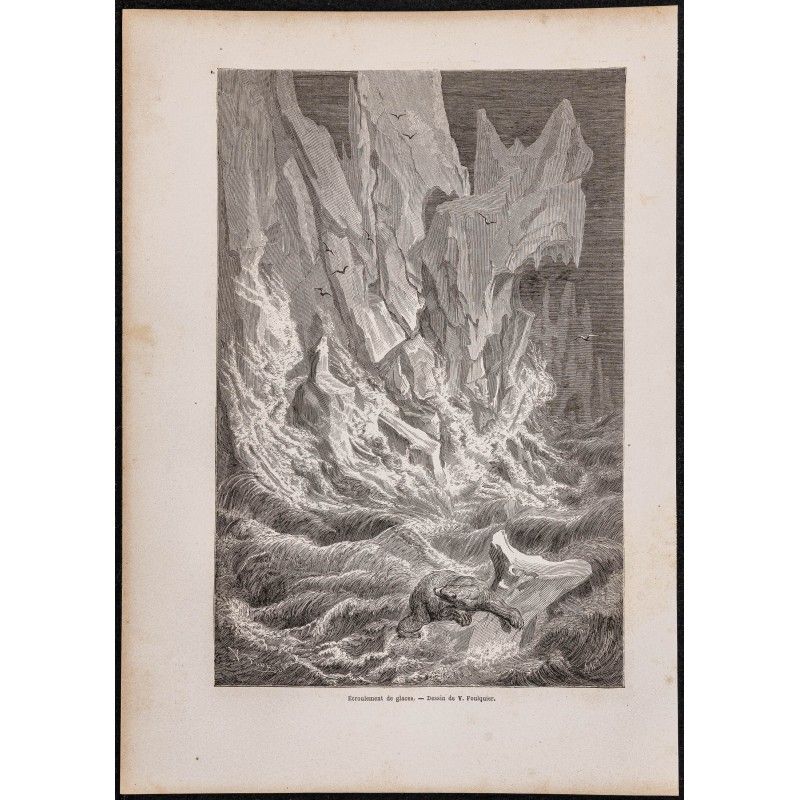 Gravure de 1865 - Effondrement d'un glacier - 1
