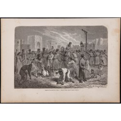 Gravure de 1865 - Lapidation et pendaison à Khiva (Ouzbékistan) - 1