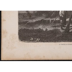 Gravure de 1865 - Un cimetière en Lituanie - 4