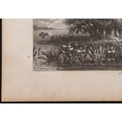 Gravure de 1865 - Île du rio Ucayali au Pérou - 4