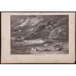 Gravure de 1865 - Coup de vent sur la rivière Ucayali - 1