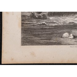 Gravure de 1865 - Coup de vent sur la rivière Ucayali - 4