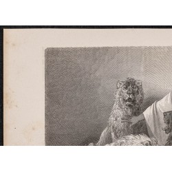 Gravure de 1865 - Portrait de Téwodros II avec ses lions - 2