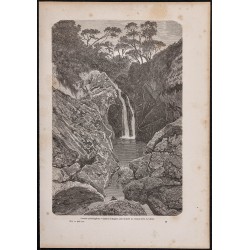 Gravure de 1865 - Cascade en Éthiopie - 1