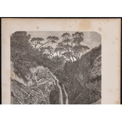 Gravure de 1865 - Cascade en Éthiopie - 2