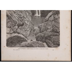 Gravure de 1865 - Cascade en Éthiopie - 3