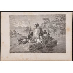 Gravure de 1865 - Radeau éthiopien : La tankoa - 1