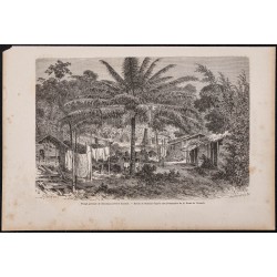 Gravure de 1865 - Village gabonais de Chinchoua - 1