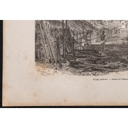 Gravure de 1865 - Village pahouin - 4