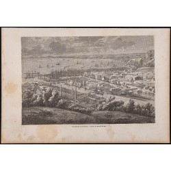 Gravure de 1865 - Vue générale de Swansea - 1