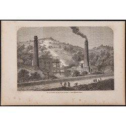 Gravure de 1865 - Mine de charbon de Glyn pit - 1