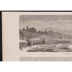 Gravure de 1865 - Ville et port de Newport - 2