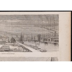 Gravure de 1865 - Ville et port de Newport - 3