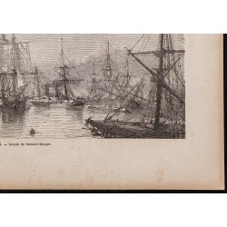 Gravure de 1865 - Ville et port de Newport - 5