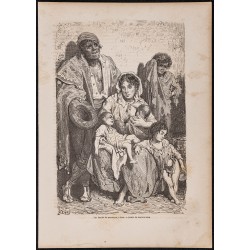 Gravure de 1865 - Une famille de mendiants à Jaen - 1