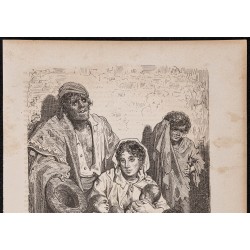 Gravure de 1865 - Une famille de mendiants à Jaen - 2