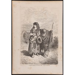 Gravure de 1865 - Mendiant centenaire à Berja - 1