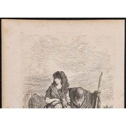 Gravure de 1865 - Mendiant centenaire à Berja - 2