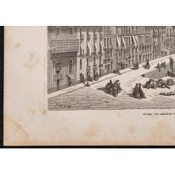 Gravure de 1865 - Malaga (Cathédrale et port) - 4