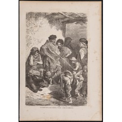 Gravure de 1865 - Enfants toreros à Ronda - 1