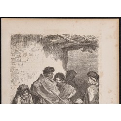 Gravure de 1865 - Enfants toreros à Ronda - 2