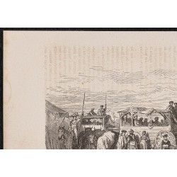 Gravure de 1865 - Un herradero (Marquage) - 2
