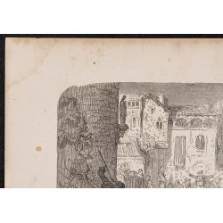 Gravure de 1865 - Course et lâcher de taureau - 2