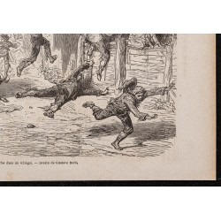 Gravure de 1865 - Course et lâcher de taureau - 5