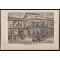 Gravure de 1865 - Palais de l'Ayuntamiento à Séville - 1