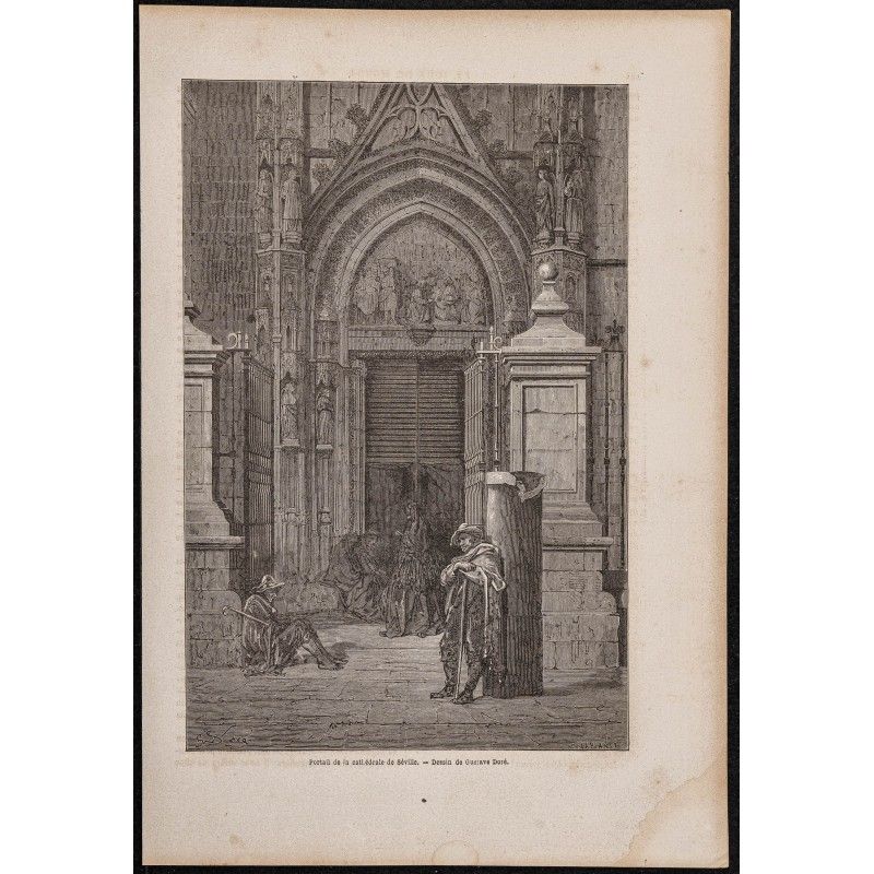 Gravure de 1865 - Portail de la cathédrale de Séville - 1