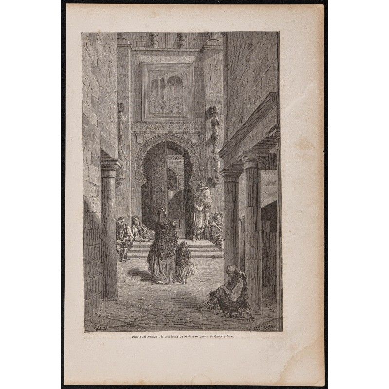 Gravure de 1865 - Puerta del perdon de Séville - 1