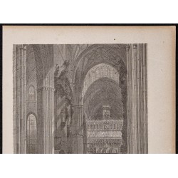 Gravure de 1865 - Intérieur de la cathédrale de Séville - 2