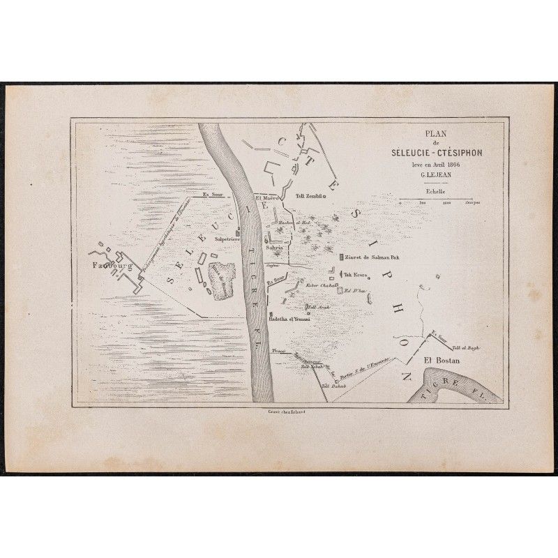 Gravure de 1867 - Plan de Seleucie-Ctésiphon (Irak) - 1