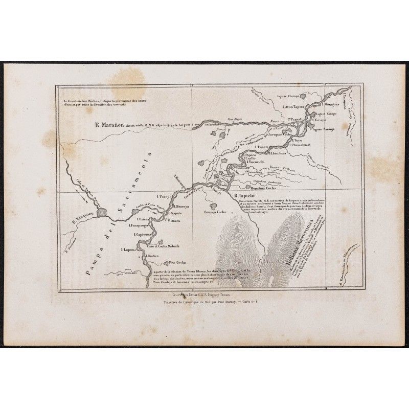 Gravure de 1865 - Le Río Ucayali au Pérou - 1