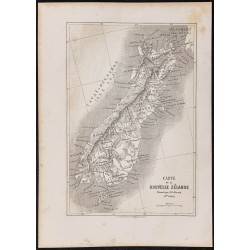 Gravure de 1865 - Île du sud de Nouvelle-Zélande - 1
