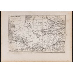 Gravure de 1865 - Carte du Turkménistan (Turkestan) - 1