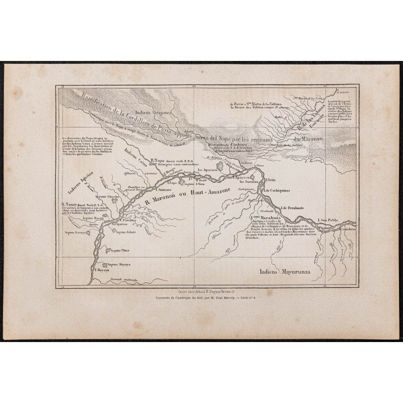 Gravure de 1865 - Carte de l'Amazone - 1