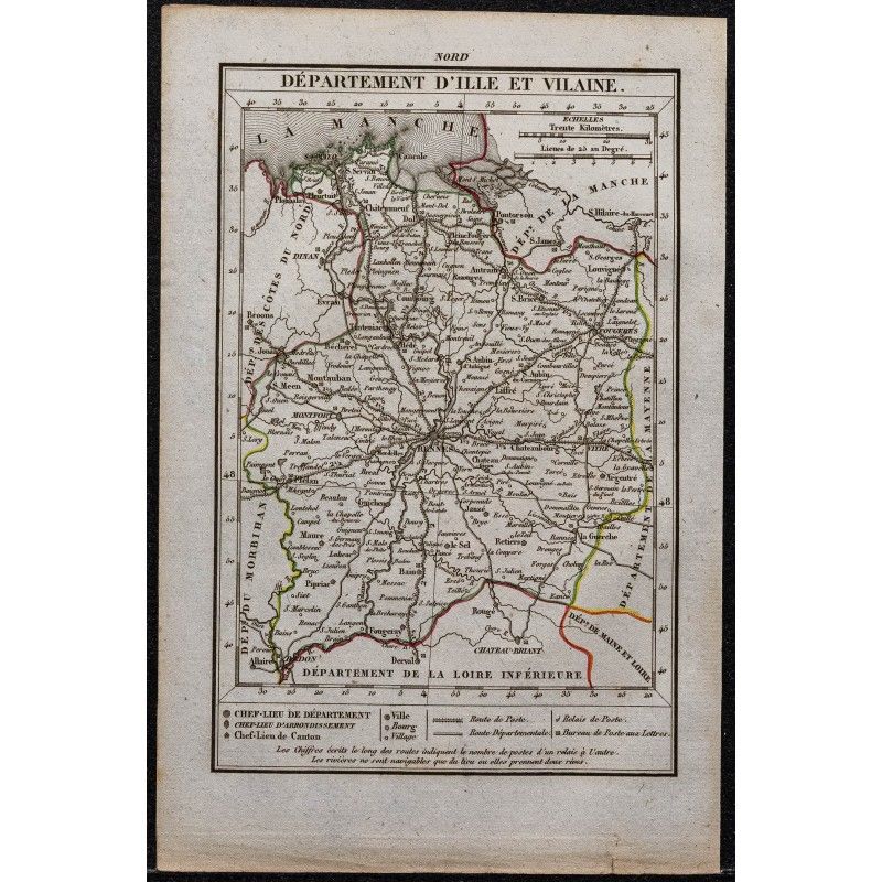 Gravure de 1823 - Département de l'Ille-et-Vilaine - 1