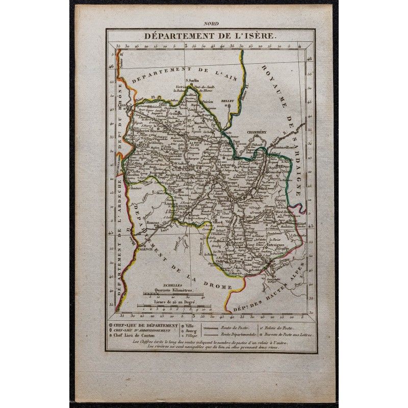 Gravure de 1823 - Département de l'Isère - 1