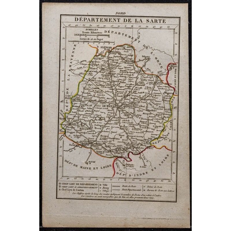 Gravure de 1823 - Département de la Sarthe - 1
